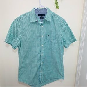 Tommy Hilfiger Teal & White stripped Shirt Size Medium
